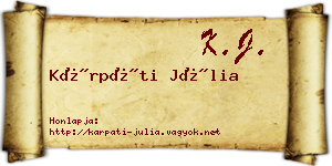 Kárpáti Júlia névjegykártya